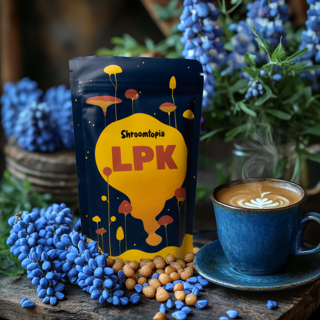 Vitalpilz Lupinen Pilz Kaffee - Close Up mit Kaffee